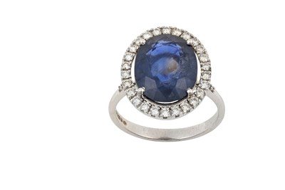 Lot 2206 - An 18 Carat White Gold Sapphire and Diamond...