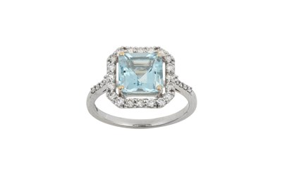 Lot 2349 - An 18 Carat White Gold Aquamarine and Diamond...