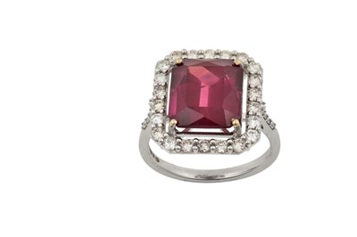 Lot 2288 - An 18 Carat White Gold Garnet and Diamond...