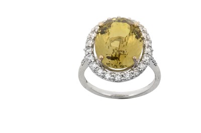Lot 2361 - An 18 Carat White Gold Chrysoberyl and Diamond...