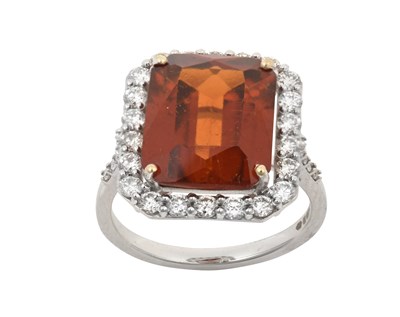Lot 2360 - An 18 Carat White Gold Garnet and Diamond...