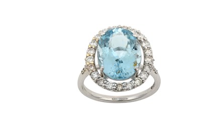 Lot 2248 - An 18 Carat White Gold Aquamarine and Diamond...