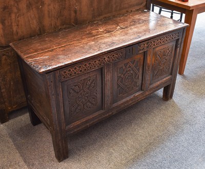 Lot 505 - A 17th Century Oak Coffer, with moulded...