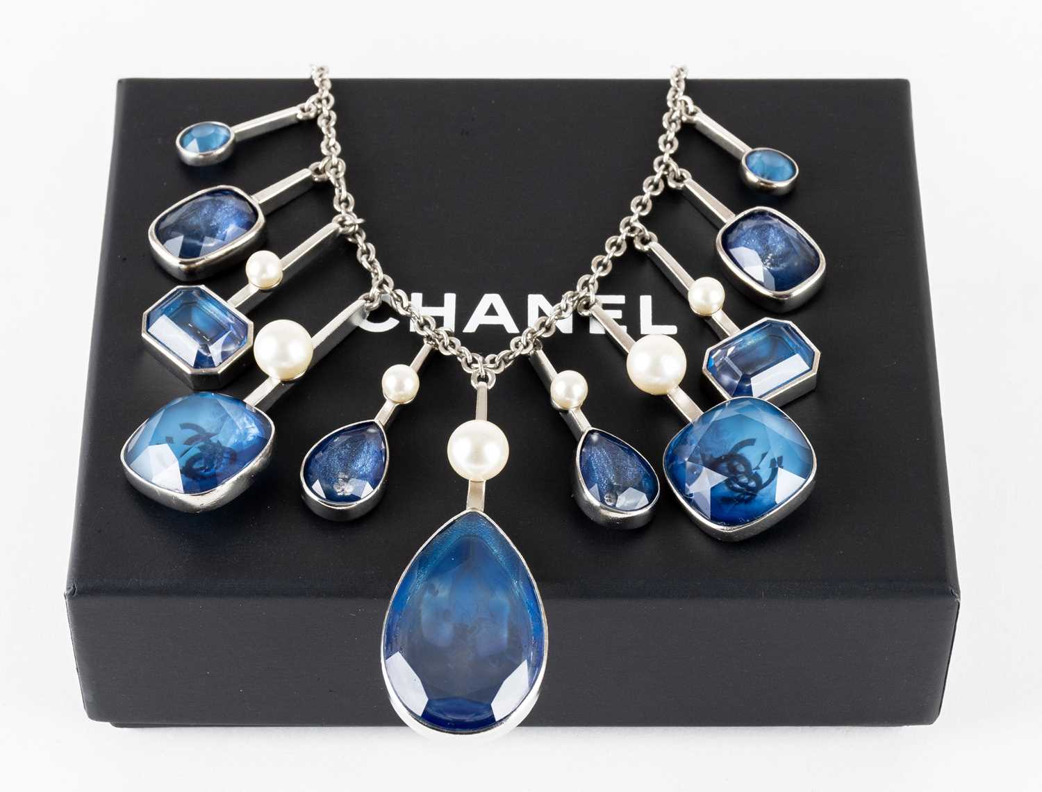 Lot 1072 - Chanel, A Crystal and Faux Pearl CC Necklace,...