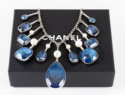 Lot Chanel, A Crystal and Faux Pearl CC Necklace,...