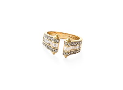 Lot 285 - An 18 Carat Gold Diamond Cuff Ring, the yellow...