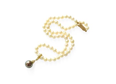 Lot 291 - A Cultured Pearl Necklace, suspending A...