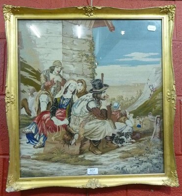 Lot 607 - A woolwork picture