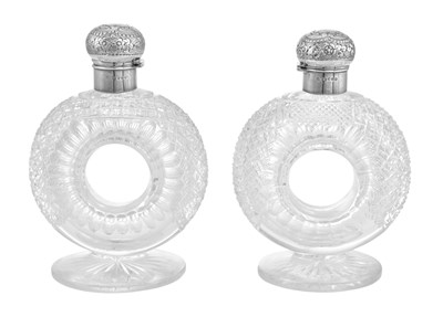Lot 95 - A Pair of Victorian Silver-Mounted Cut-Glass Scent-Bottles