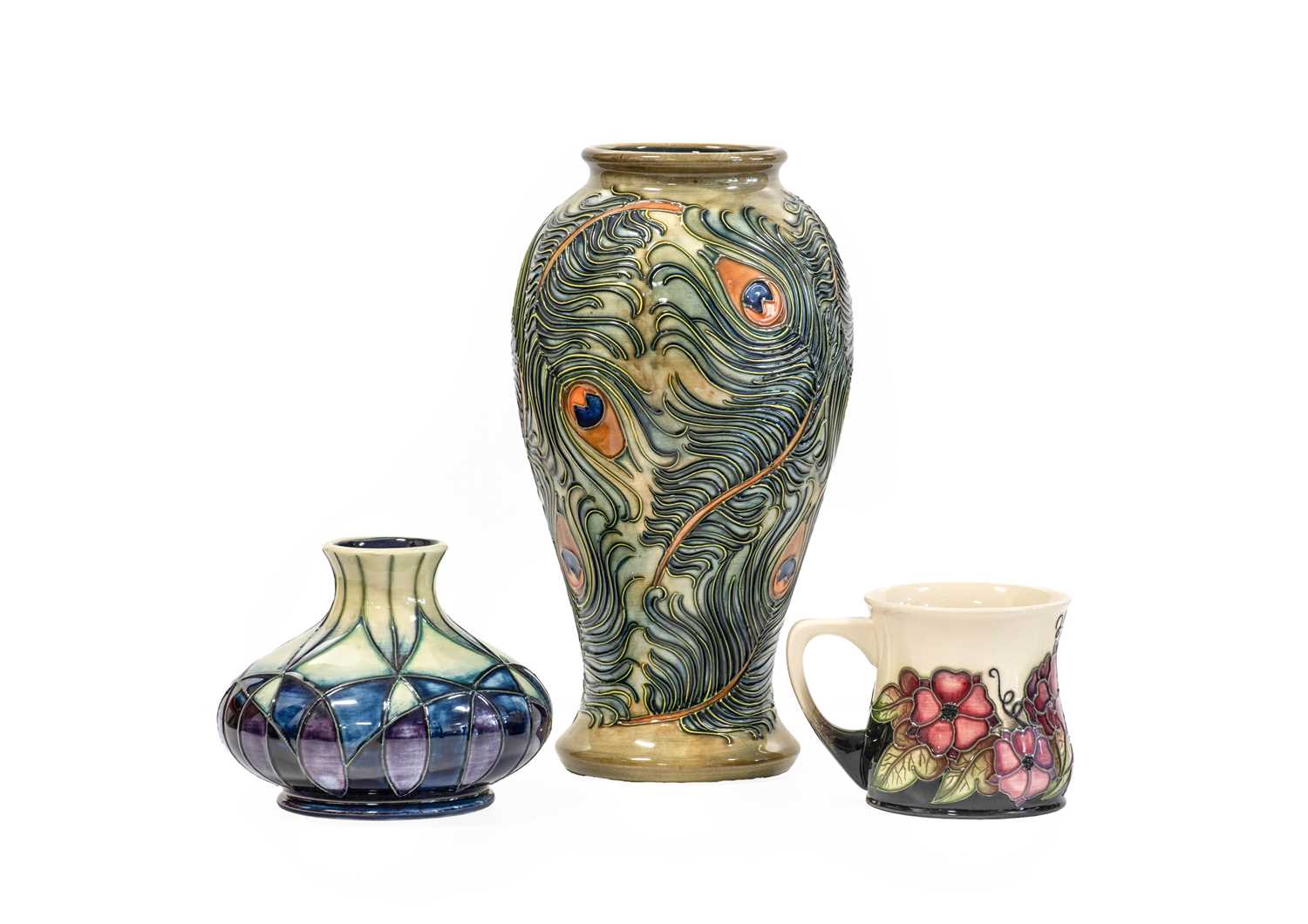 Lot 522 - Modern Moorcroft Pottery Peacock Feather...