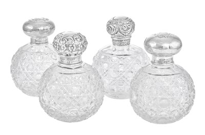 Lot 13 - A Pair of George V Silver-Mounted Cut-Glass Scent-Bottles