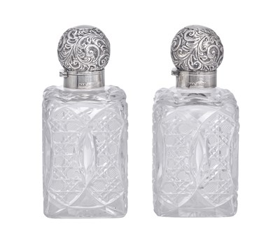 Lot 52 - A Pair of Edward VII Silver-Mounted Cut-Glass Scent-Bottles