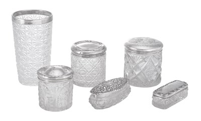 Lot 55 - A Collection of Assorted Silver-Mounted Cut-Glass Dressing-Table Items