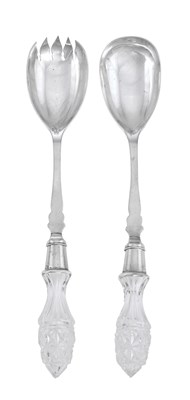 Lot 129 - A Pair of Victorian Silver-Mounted Cut-Glass Salad-Servers