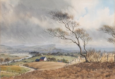 Lot 387 - Joan Morgan (20th Century) Extensive landscape...