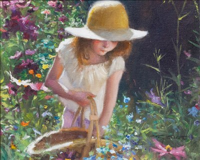 Lot 375 - Tony Sheath (b.1946) Portrait of a young girl...