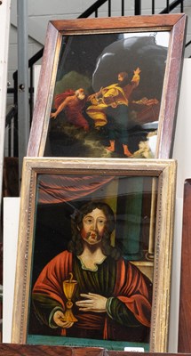 Lot 431 - Two George III Reverse Mezzotints on Glass,...