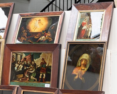 Lot 432 - Four George III Reverse Mezzotints on Glass,...