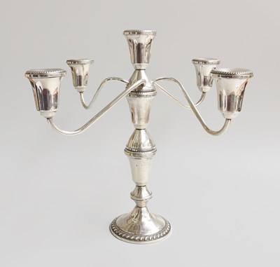 Lot 161 - An American Silver Five-Light Candelabra,...