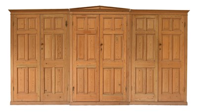Lot 455 - A Stained Pine Breakfront Six-Door Cupboard,...