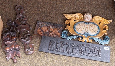 Lot 64 - A Baroque Style Carved Polchrome Oak Plaque,...
