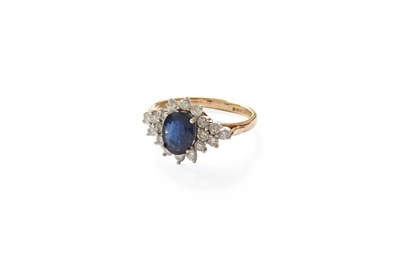 Lot 290 - A 9 Carat Gold Sapphire and Diamond Cluster...