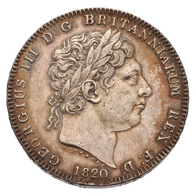 Lot George III, Crown 1820 LX, (Bull 2016, ESC 219,...