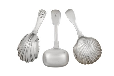 Lot 2043 - Three George IV or William IV Scottish Provincial Silver Caddy-Spoons
