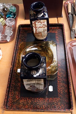 Lot 87 - An Early 20th Century Japanese Black lacquered...