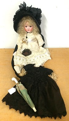 Lot 1150 - German Swaine & Co Bisque Socket Head Doll...