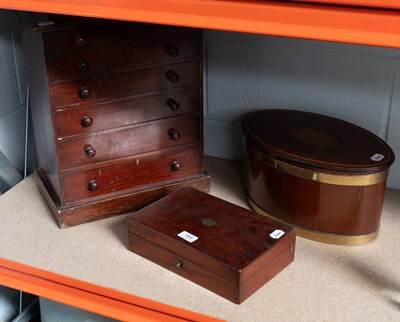 Lot 184 - An Oval Inlaid Mahogany Brass Bound Hinged Box,...