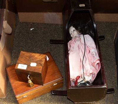 Lot 91 - A 19th Century Stained Pine Doll's Crib, a...