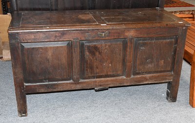 Lot 622 - Early 18th Century Oak Three Panel Coffer,...