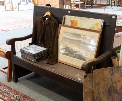 Lot 624 - 18th Century Oak Four-panel Settle, 138cm by...