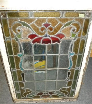 Lot 681 - Stained glass window, two chairs and a fender