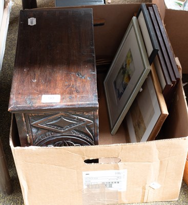 Lot 90 - A Victorian Carved Oak Cupboard, together with...