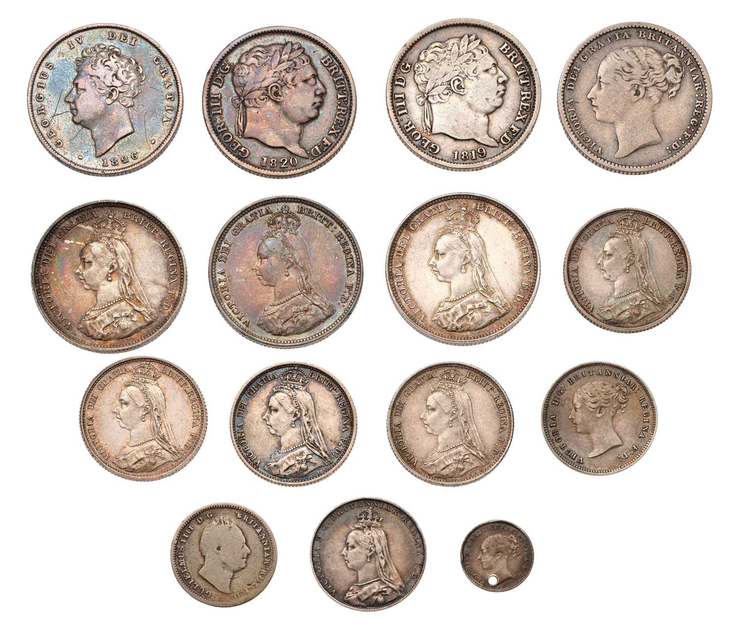 Lot 83 - Assorted Shillings, Sixpences and Maundy...