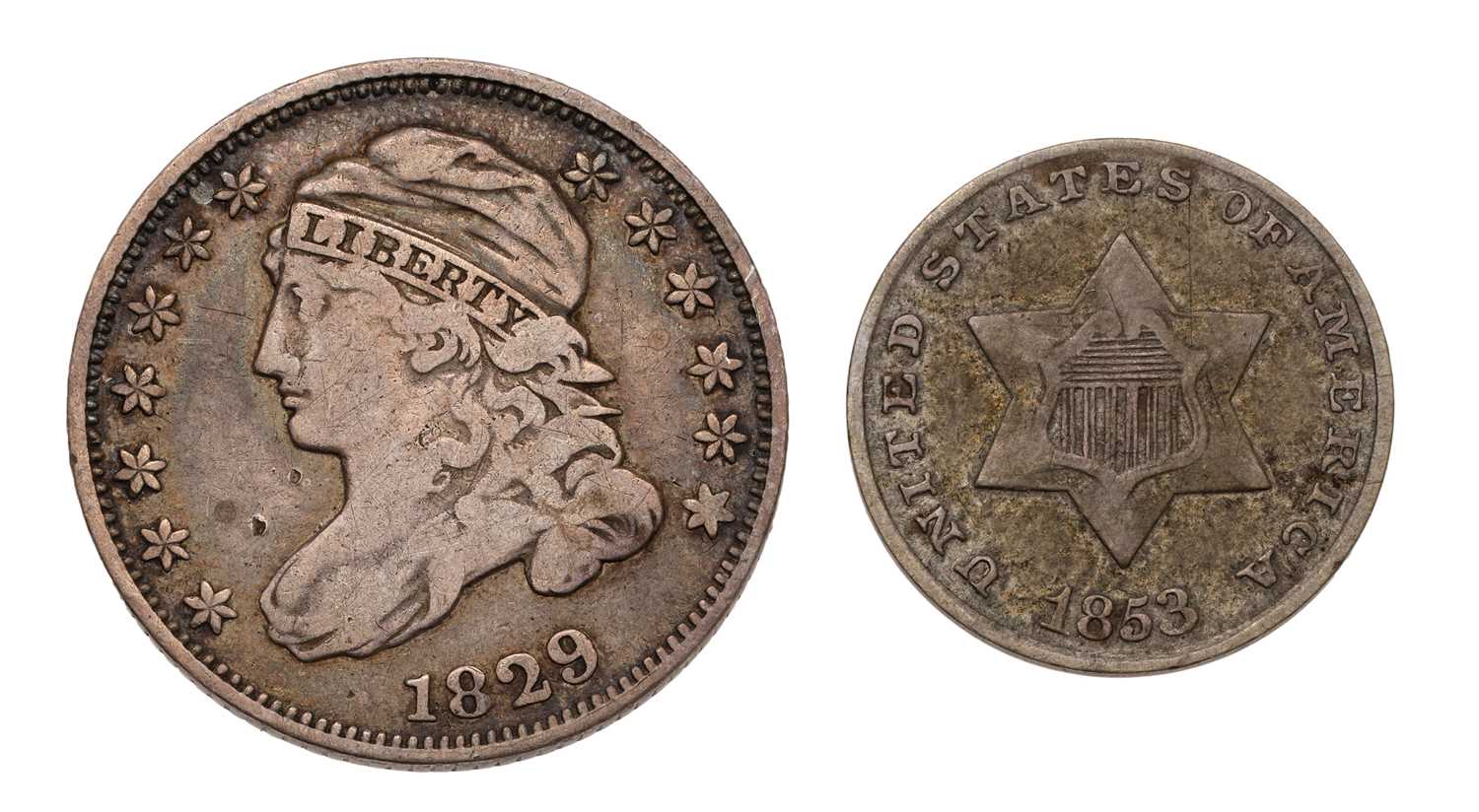 Lot 117 - USA, Ten Cents 1829, square-base 2, small 10,...