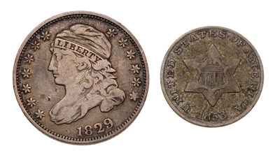 Lot 117 - USA, Ten Cents 1829, square-base 2, small 10,...