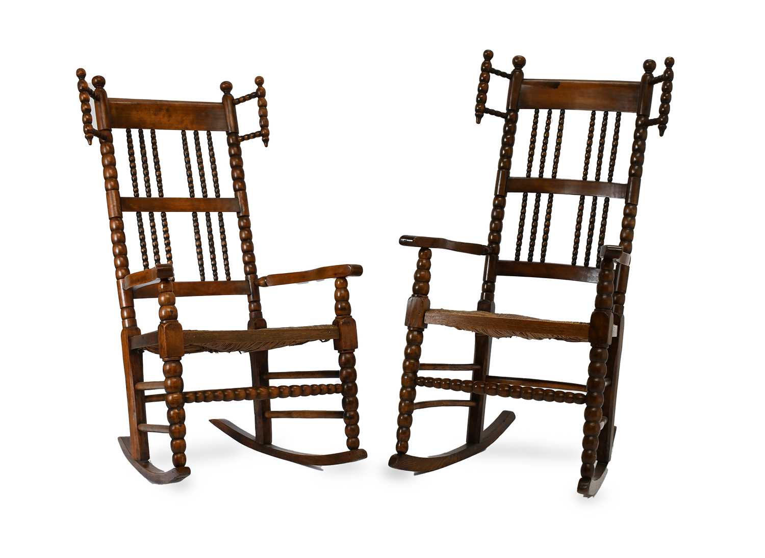 Lot 489 - An Ash and Rush-Seated Rocking Chair, late