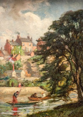Lot 418 - William Greaves (1852-1938) Punting on a river...