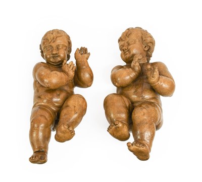 Lot 147 - A Pair of Flemish Carved Hardwood Putti, 19th...
