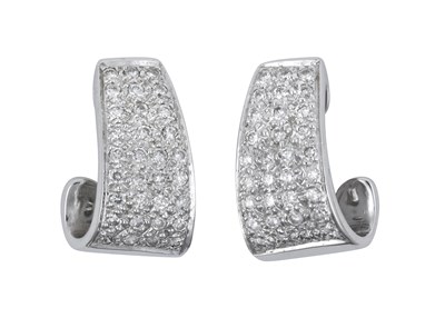 Lot 2313 - A Pair of 9 Carat White Gold Diamond Earrings...