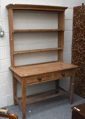 Lot 598 - A 19th Century Pine Farmhouse Kitchen Dresser...