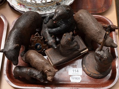 Lot 114 - Group of Black Forest Carved Oak Bears, (one...