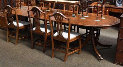 Lot 549 - A Reproduction Twin Pillar Dining Table,...