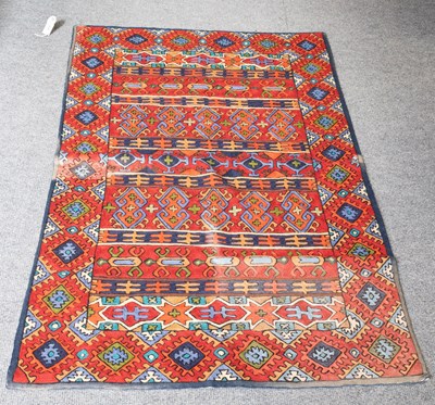 Lot 358 - Kashmiri Chainstitch Rug, the brick red field...