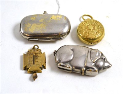 Lot 21 - Pig vesta, postal scale and two sovereign holders
