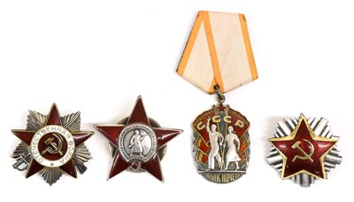 Lot 163 - Three Soviet Russian Breast Badges:- Soviet...