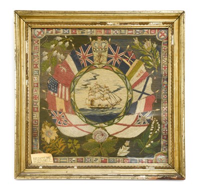 Lot 130 - A Sailor's Woolwork "Woolie" Picture, 19th...